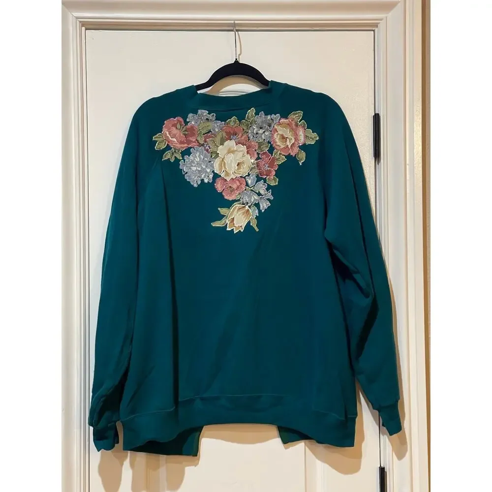Hanes Her Way Vintage Floral Open Front Cardigan XLarge - Picture 4 of 7